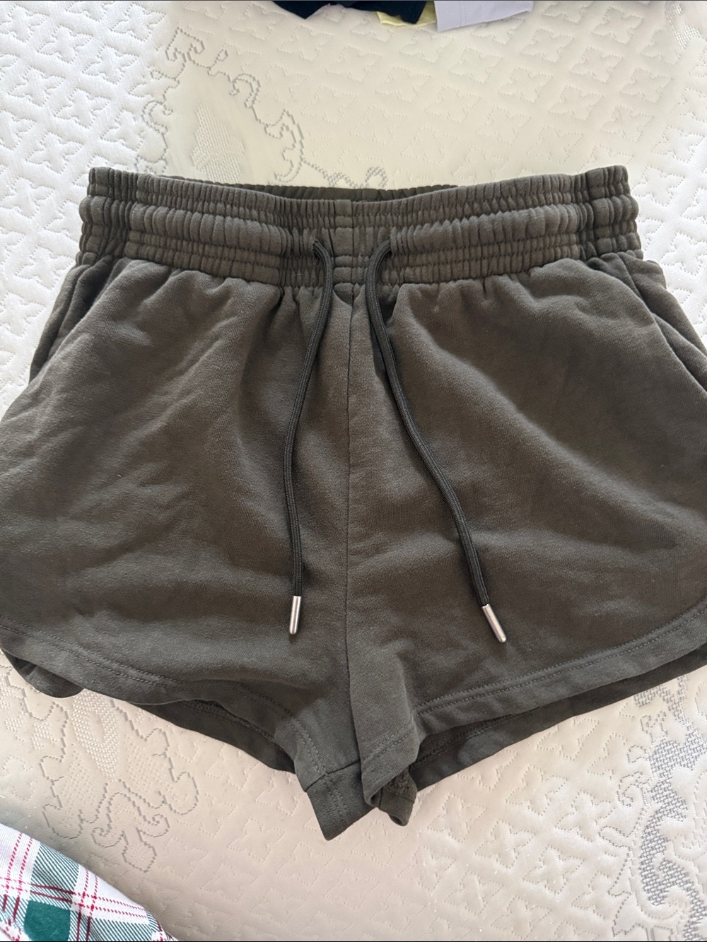 H&M Olive Green Basics Sweatshirt Shorts Drawstring Size S